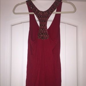 Garnet tank top with beaded detail